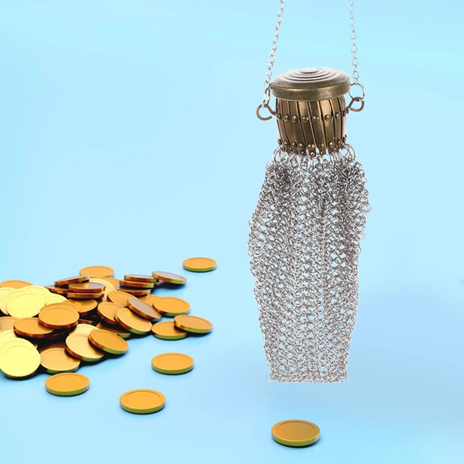 Handmade 1920S English Coin Purse Vintage Metal Mesh Design Unique Small Portable Hanging Purse for Women Travel