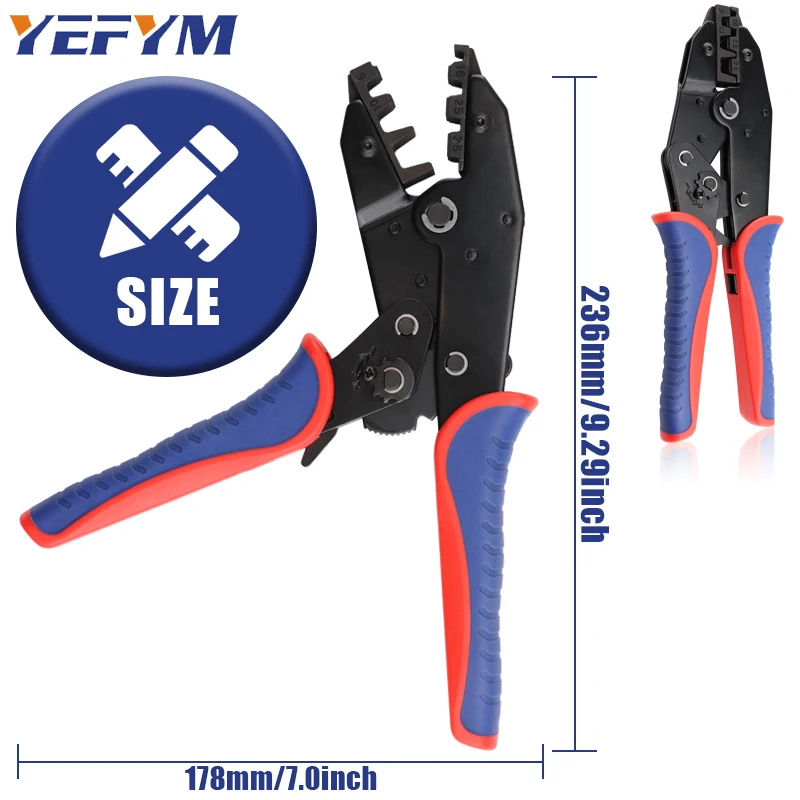 Crimping Tool for Sleeves Ferrule Terminals - Ratcheting Wire Crimpers - AWG 10-2 (6-35mm²) - Ratchet Terminal Crimper YF-35WF