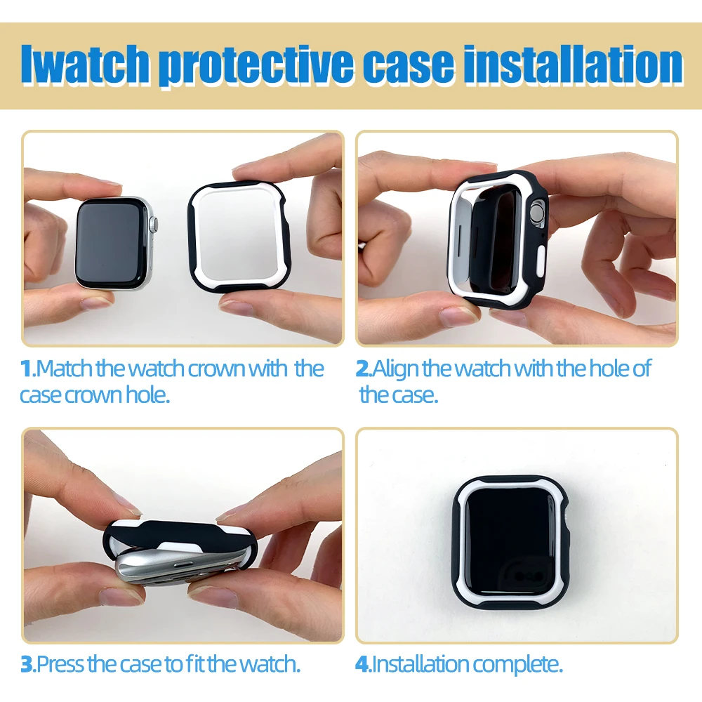 Case for Apple iwatch 7 SE 6 5 4 3 Serirs Soft Silicone TPU Bumper Full Cover Smart Watch Protection Shell 40mm 41mm 44mm 45mm