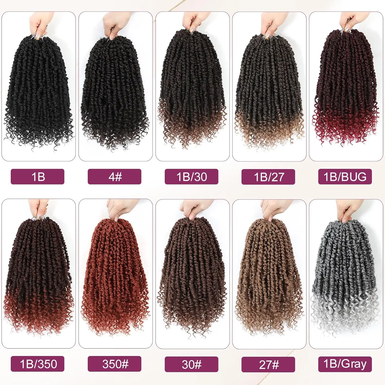 Passion Twist Häkelhaar, vorgefertigt, 8/12/14/16 Zoll, kurze, vorgefertigte Häkelzöpfe für schwarze Frauen, synthetische Haarverlängerungen. – Detail 12