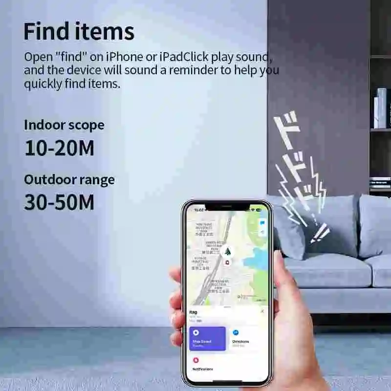 Dispositif de rappel anti-perte, traqueur intelligent GPS, certification MFI, porte-clés de voiture, étiquette d'air intelligente avec Apple, trouver mon système IOS