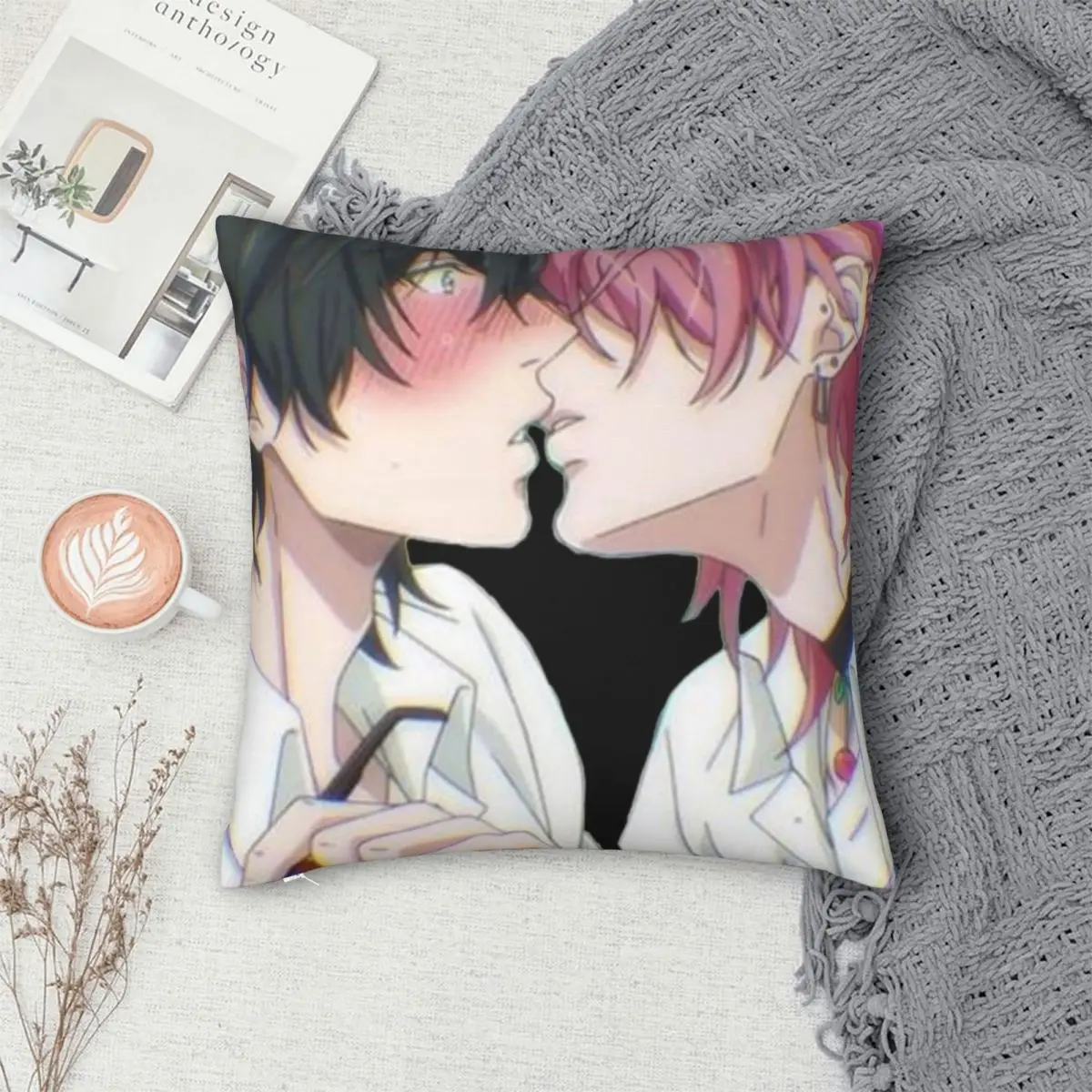 Kissing Yarichin B Club Square Pillowcase Polyester Linen Velvet Creative Decor Throw Pillow Case Sofa Cushion Cover Wholesale