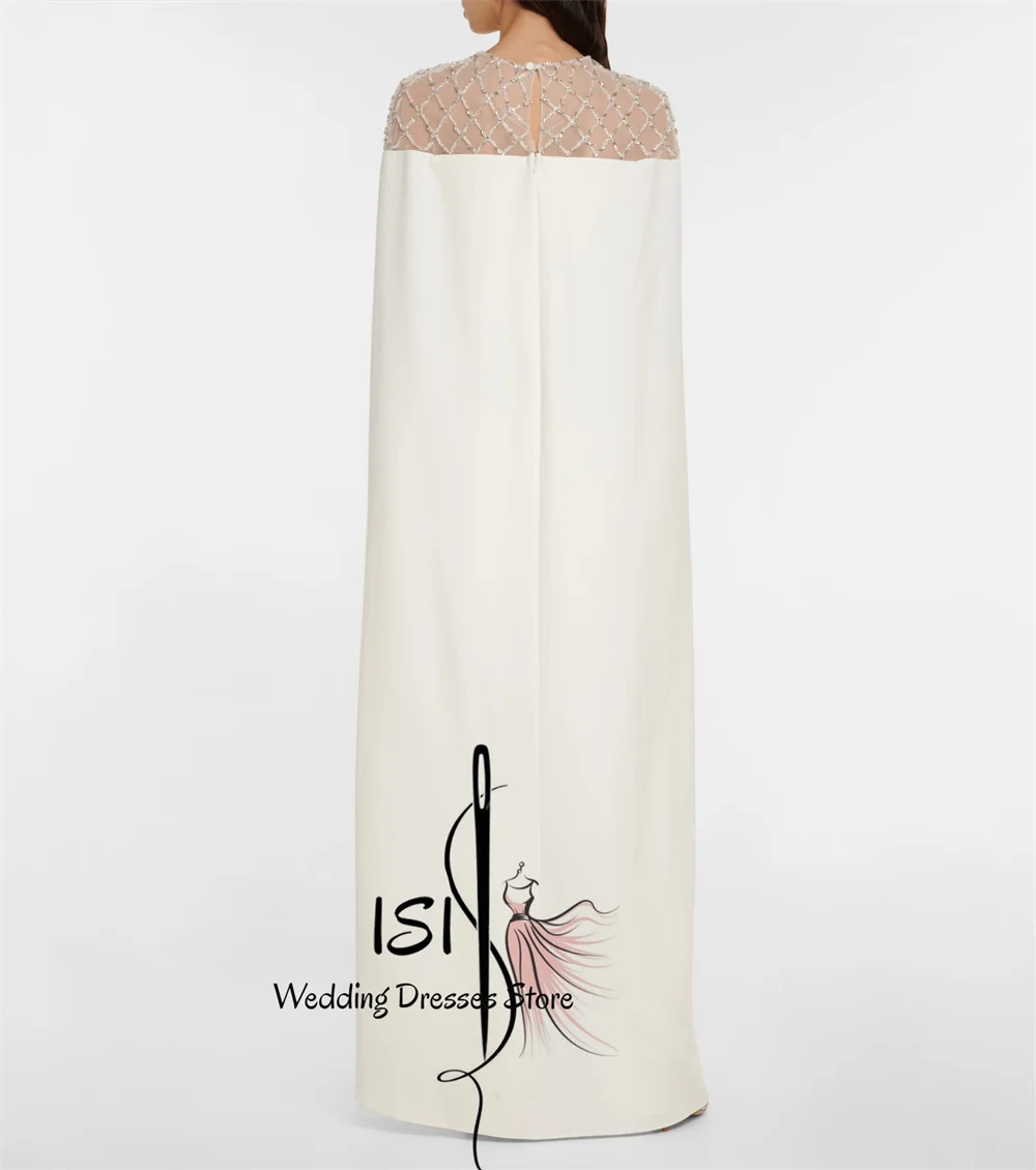 ISI New Arrival O-Neck Prom Dresses Straight Fashion Saudi Prom Dresses Floor Length Formal Gowns Beads Party Dresses Custom