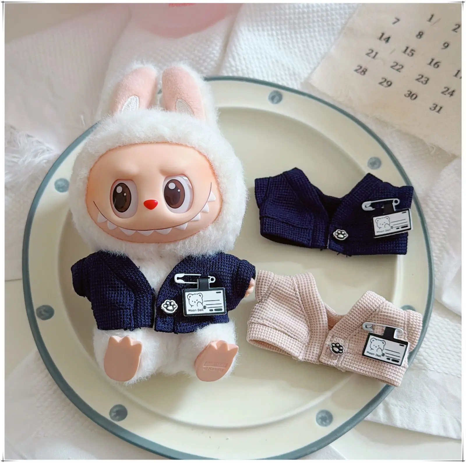 10-17cm Labubu Clothes Kawaii Bear Card Pin Coat Vest DIY Dress Up Idol Doll Clothes Accessories Fans Collection Gifts