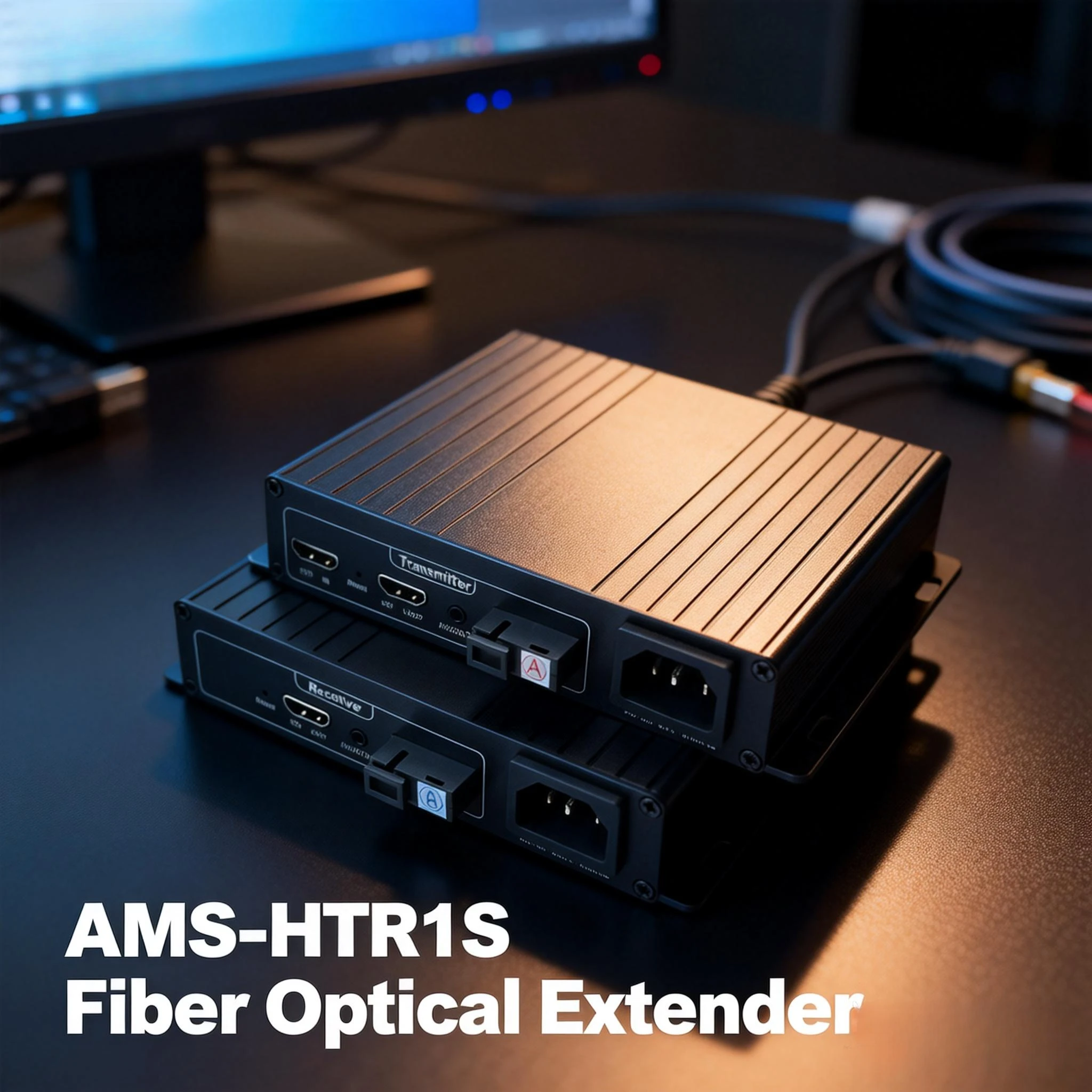 Fiber Optical Extender AMS-HTR1S Support 1080P HD Signal with SC Interface and USB for Long Distance Transmission