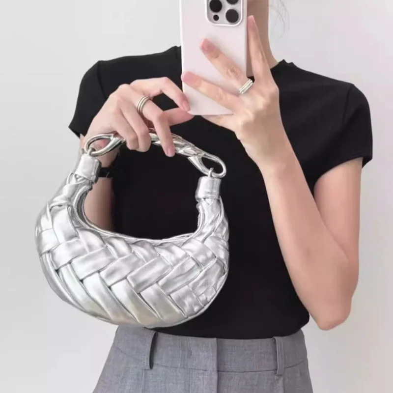 Woven Crossbody Dumpling Bag Luxury Handbag Handmade Weave Shoulder Bag Small Casual Designer Purse for Women