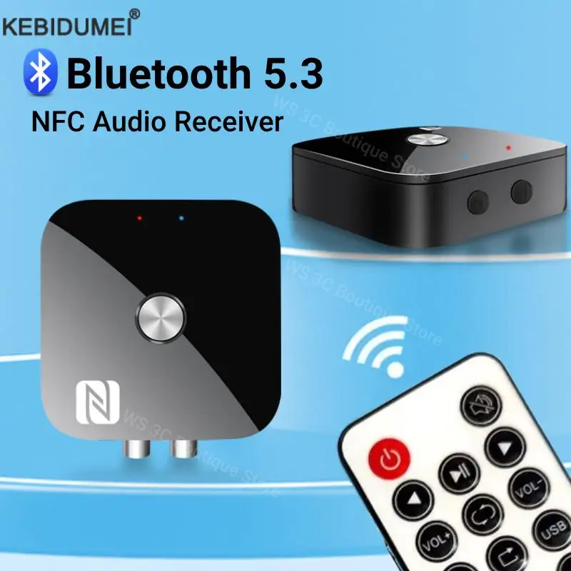 Receptor de Audio NFC Bluetooth 5,3 AUX 3,5mm RCA estéreo HIFI música adaptador inalámbrico con Control remoto para Kit de altavoz de coche