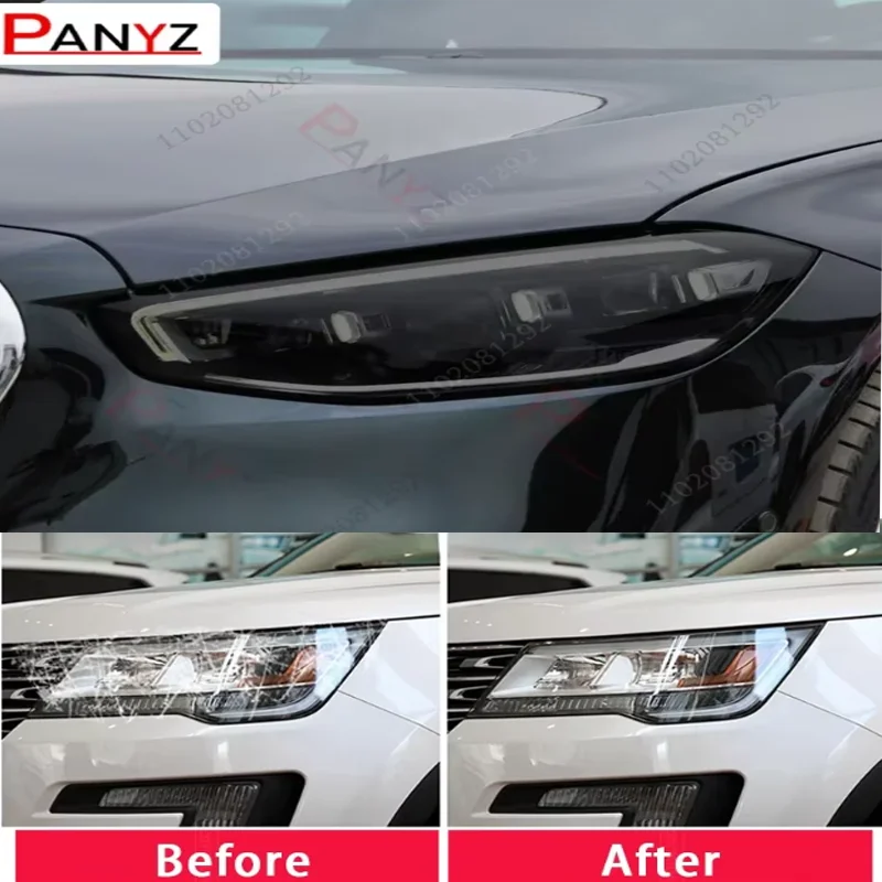 Защитная пленка для фар автомобиля, передний светильник, прозрачная дымчато-черная наклейка из ТПУ для Mercedes Benz S Class W223 2021, аксессуары