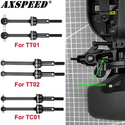 AXSPEED 2PCS Steel CVD Drive Shaft Front Rear Universal for Tamiya TT02 TT01 TC01 1/10 RC Model Drift Car Upgrade Accessories