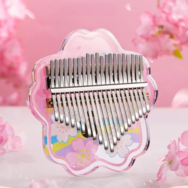 

17-клавишная клавиатура Kalimba Crystal Cherry Blossom Kalimbas, детские клавишные инструменты для начинающих, портативные клавишные инструменты