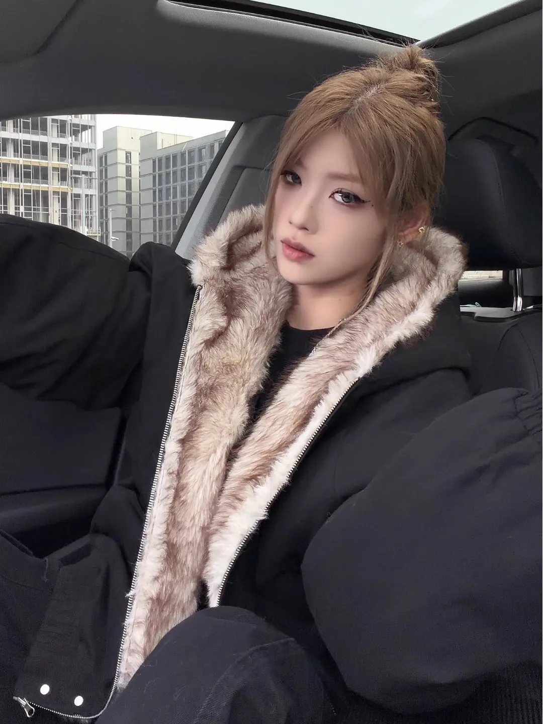 

Thiened Winter Cotton Jaet with Fce Hooded ex American Sle Coat with Fur Collar Casual Workwear Coat