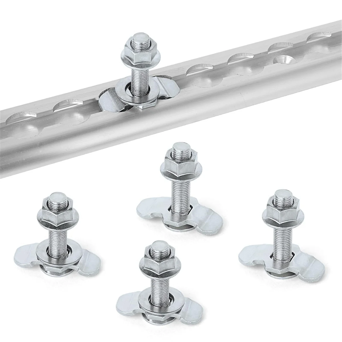 ABZV-L Track Threaded Stud Fittings L-Track Threaded Double Stud Lug Fitting Tie Down, Used with L Track Rails, Silver