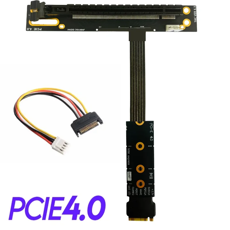 

PCIE 4.0 x4 Riser Cable M2 M.2 NVMe Key M to PCI-E x16 Extension Cable Gen 4 SATA Power Cable 64G/bps GPU Extender Jumper es CPU