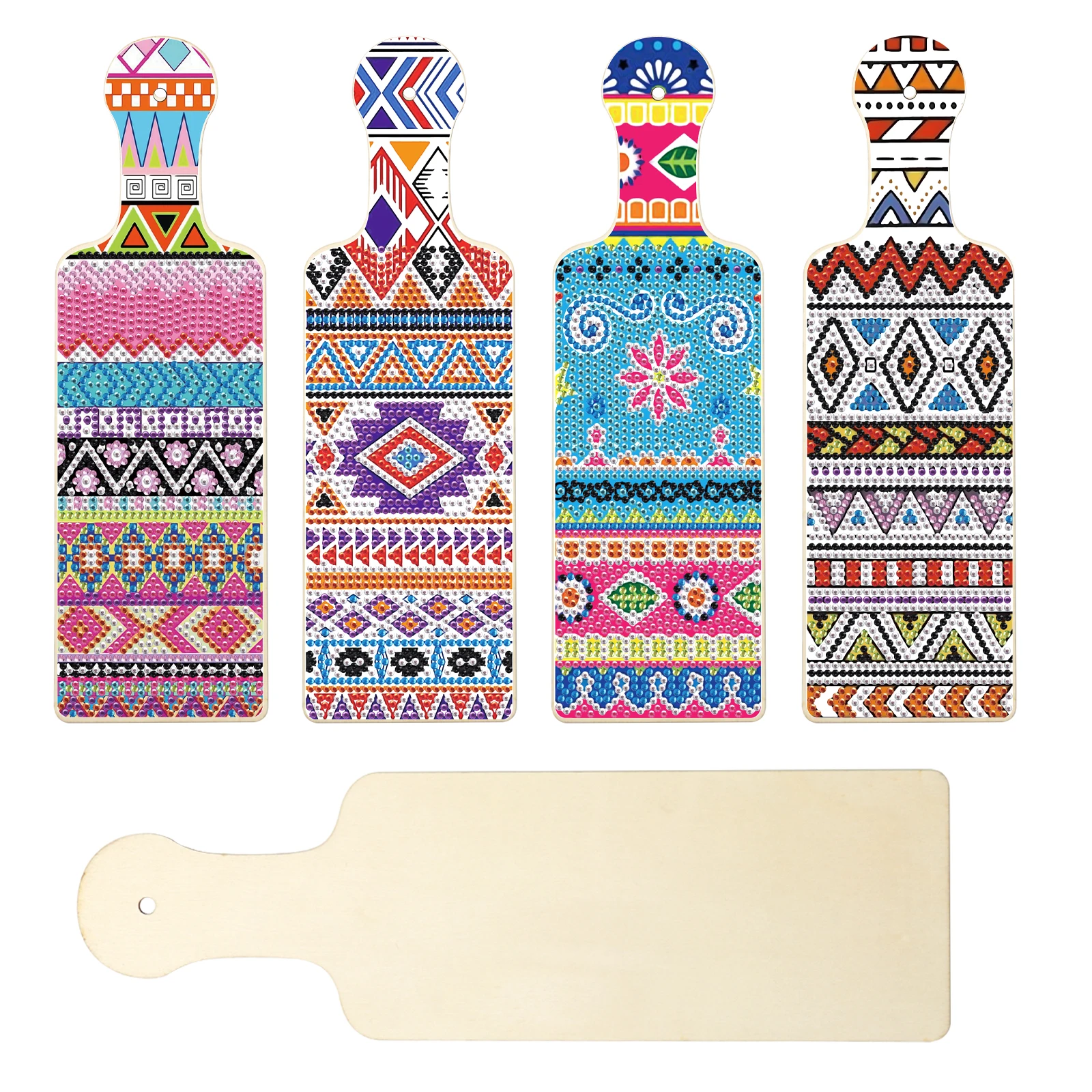 4 حزمة DIY بوهيميا الماس الفن اللوحة لوحات صغيرة مع مجموعات مقبض ، الماس الفن المطبخ الخبز الفاكهة تقطيع لوحات هدية المنزل