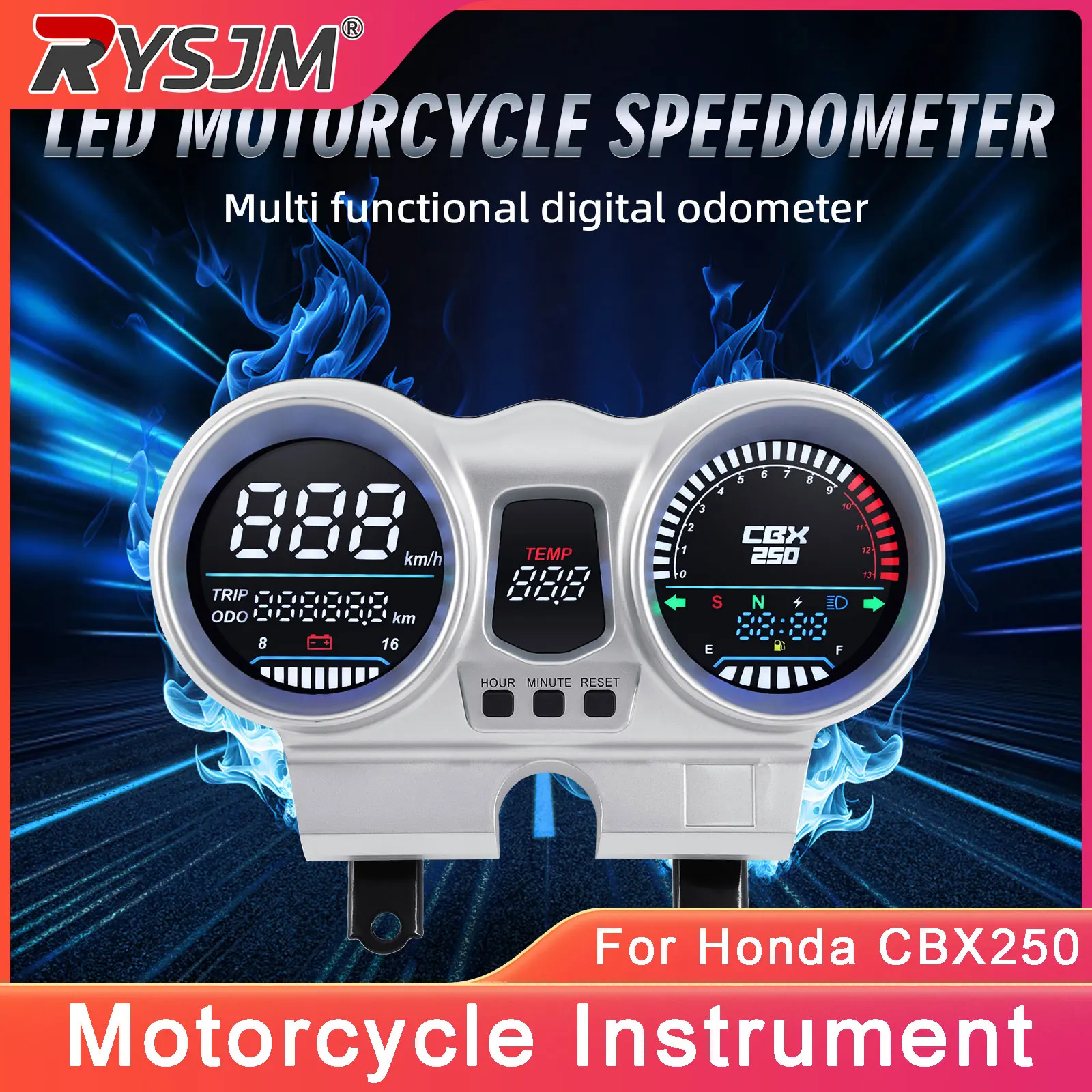 12V Motorcycle LED Tachometer 13K RPM Digital Meter Speedometer Odometer Voltage Gauge For Honda CBX250 CBF250 Twister 2001-2008