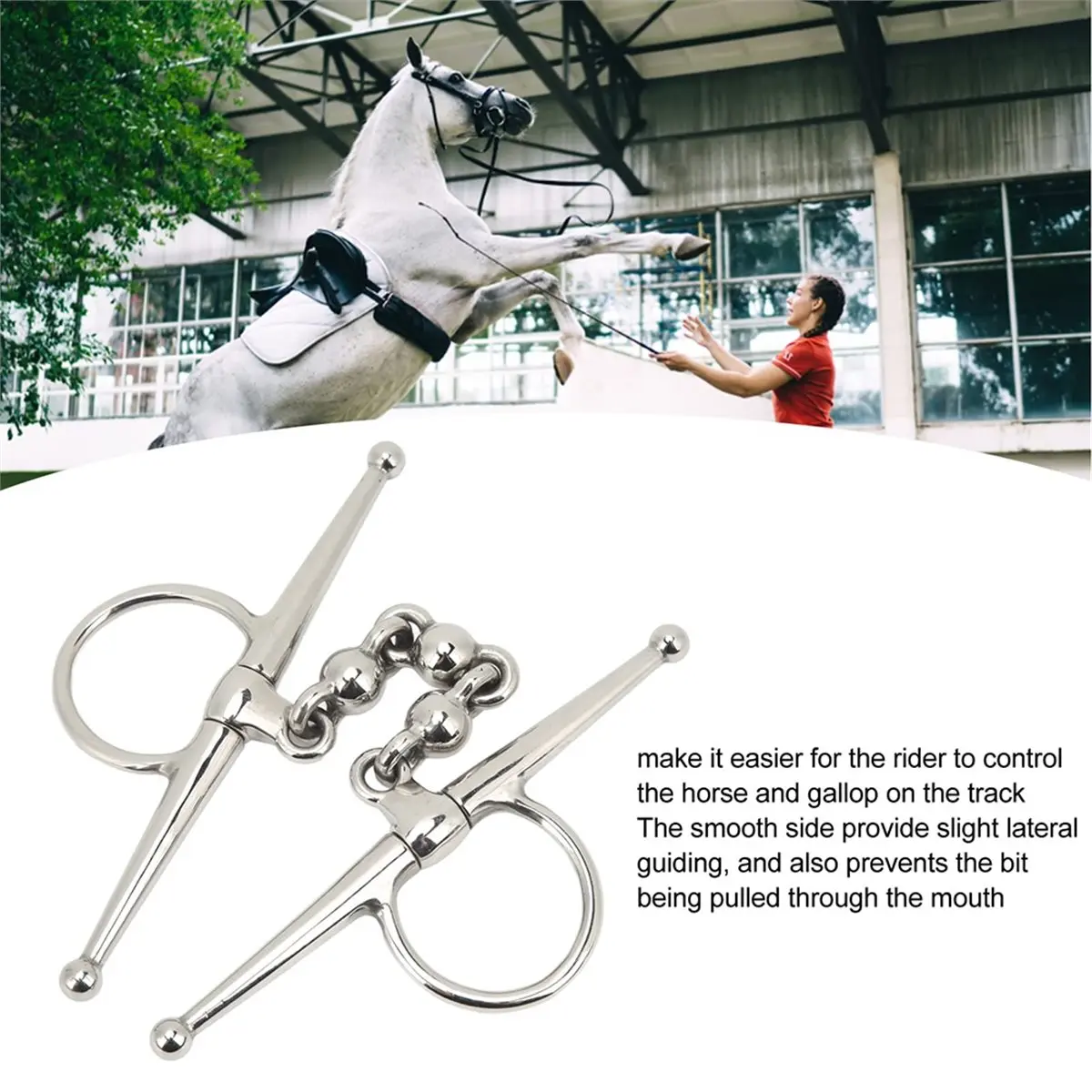 Light Weight Stainless Steel Horse Tack Horse Mouth Riding Bit, Prevents Biting with Ball Design Equestrian Equipment