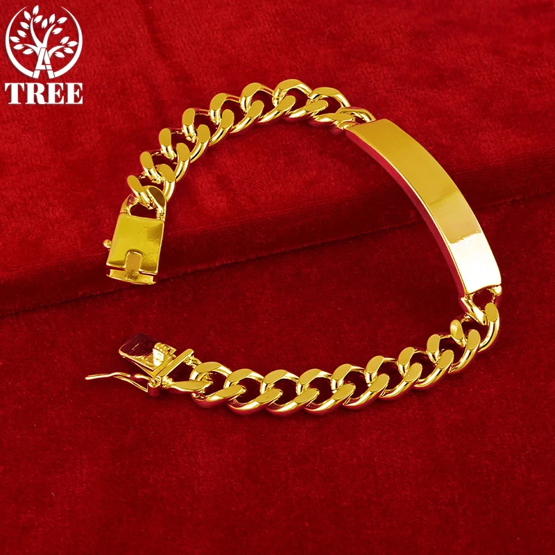 ALITREE 24K Yellow Gold Cuban Chain Bending Plate Bracelet For Woman Man Fashion Party Birthday Wedding Engagement Charm Jewelry