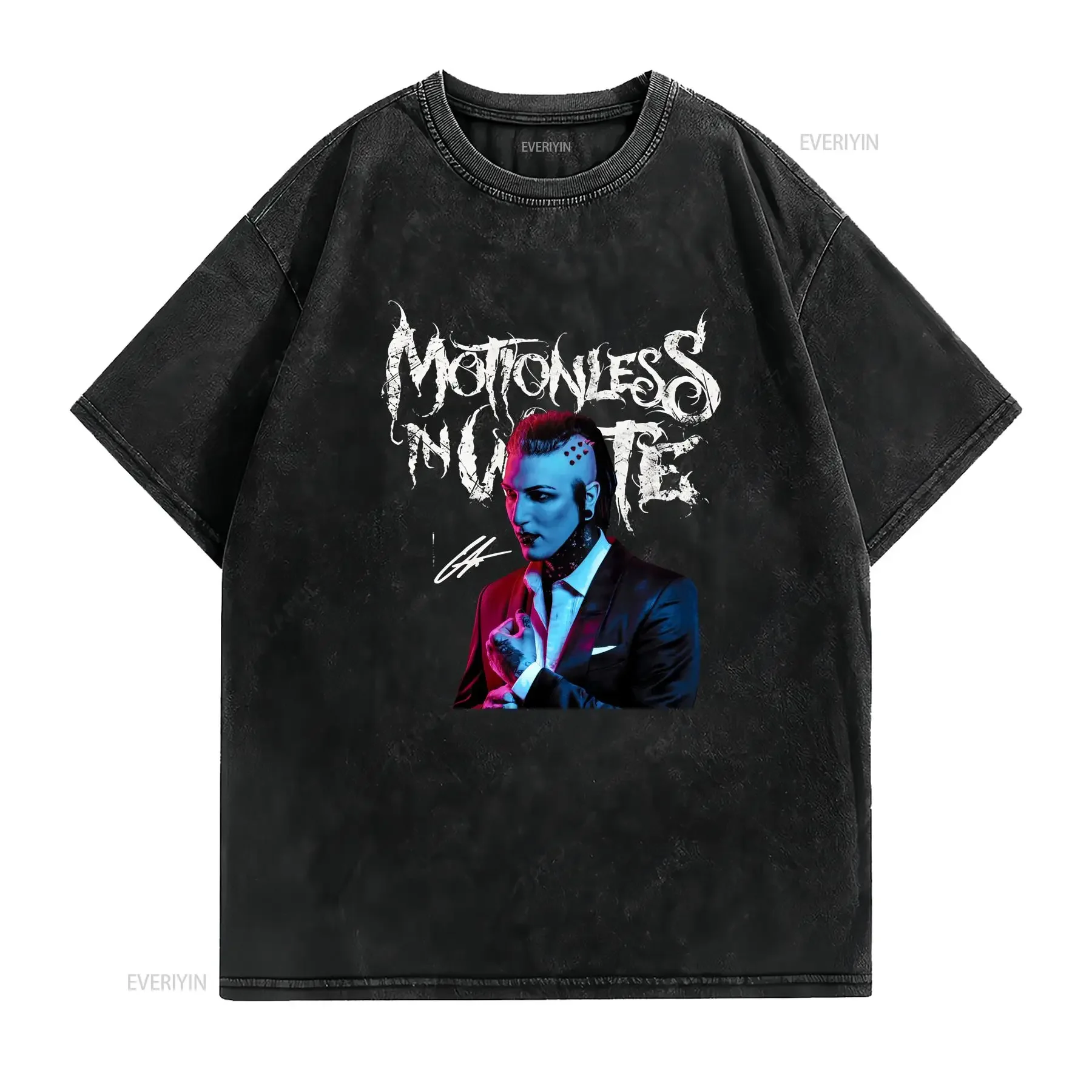 Chris Motionless in White T shirt Black S 5XL vintage Washed Stylish Breathable Versatile Stretched homme streetwear Slightly