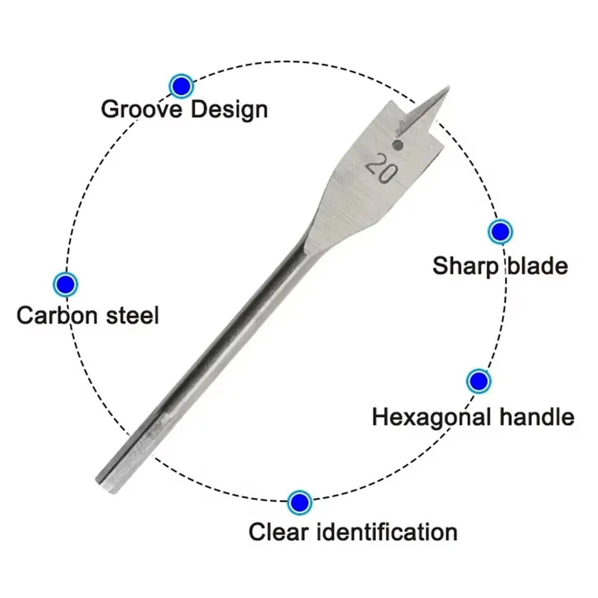 11·11COUPON 6Pcs Flat Spade Drill Bit Set 10-25mm Three Point Positioning Carpentry Boring Bits for Door Lock Hole Opening