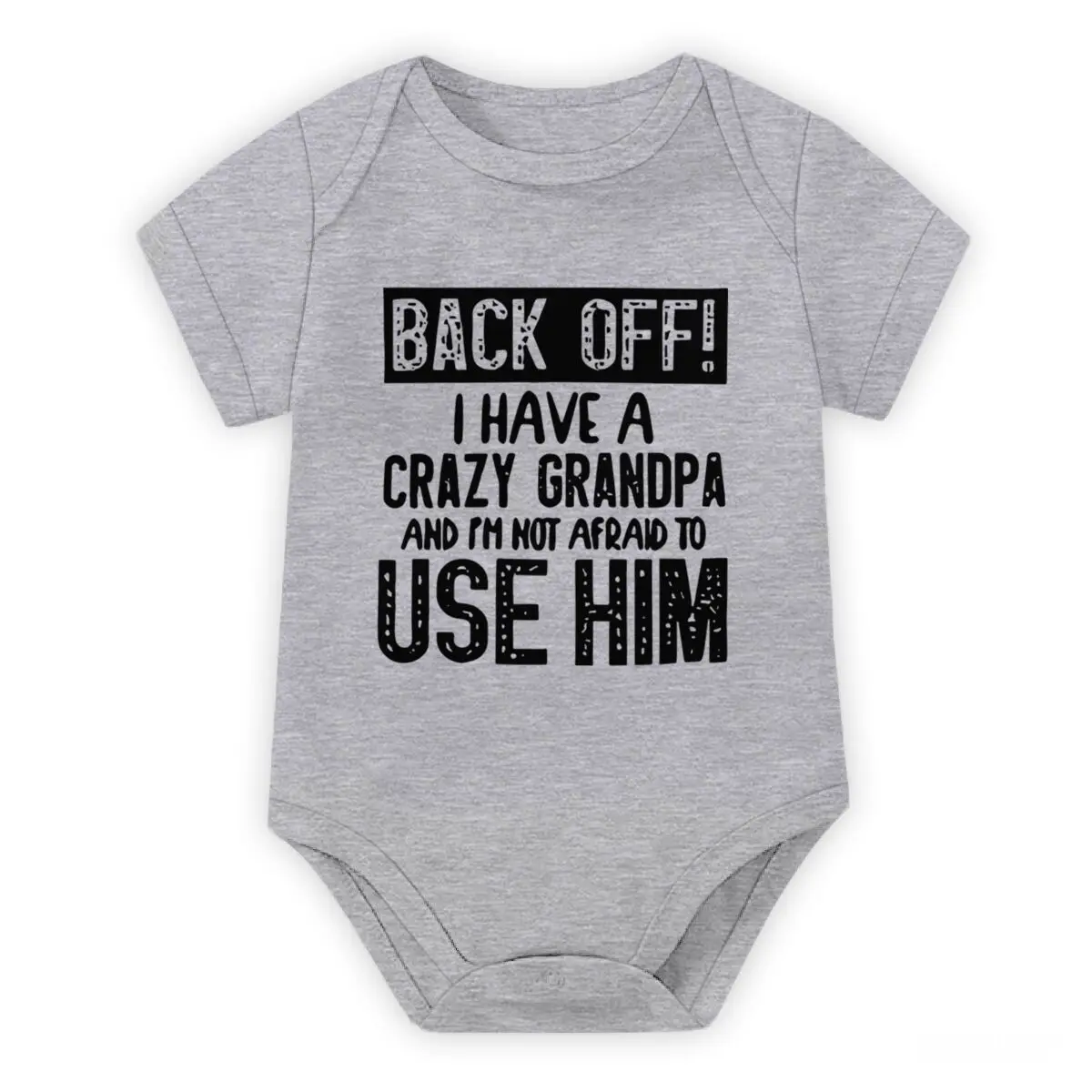 Bodysuit Bayi Katun Lucu dengan tulisan "Back Off!" I Have A Crazy Grandpa" Print Baju Terusan Bayi Perempuan Laki-laki Lengan Pendek Baju Katun Anak
