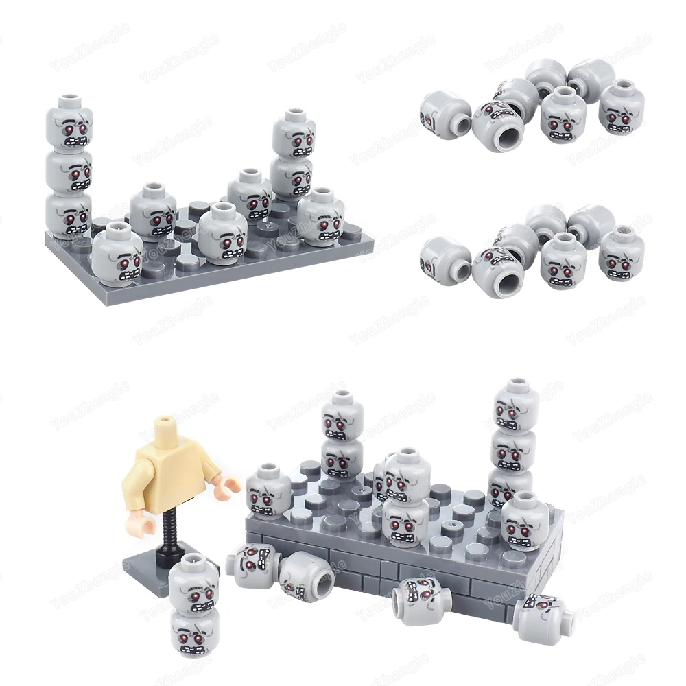 Alien Zombie Roaring Face Pattern Building Block 3626 Printed MOC Figures Head Parts Matching Scene Accessories Model Gifts Toys
