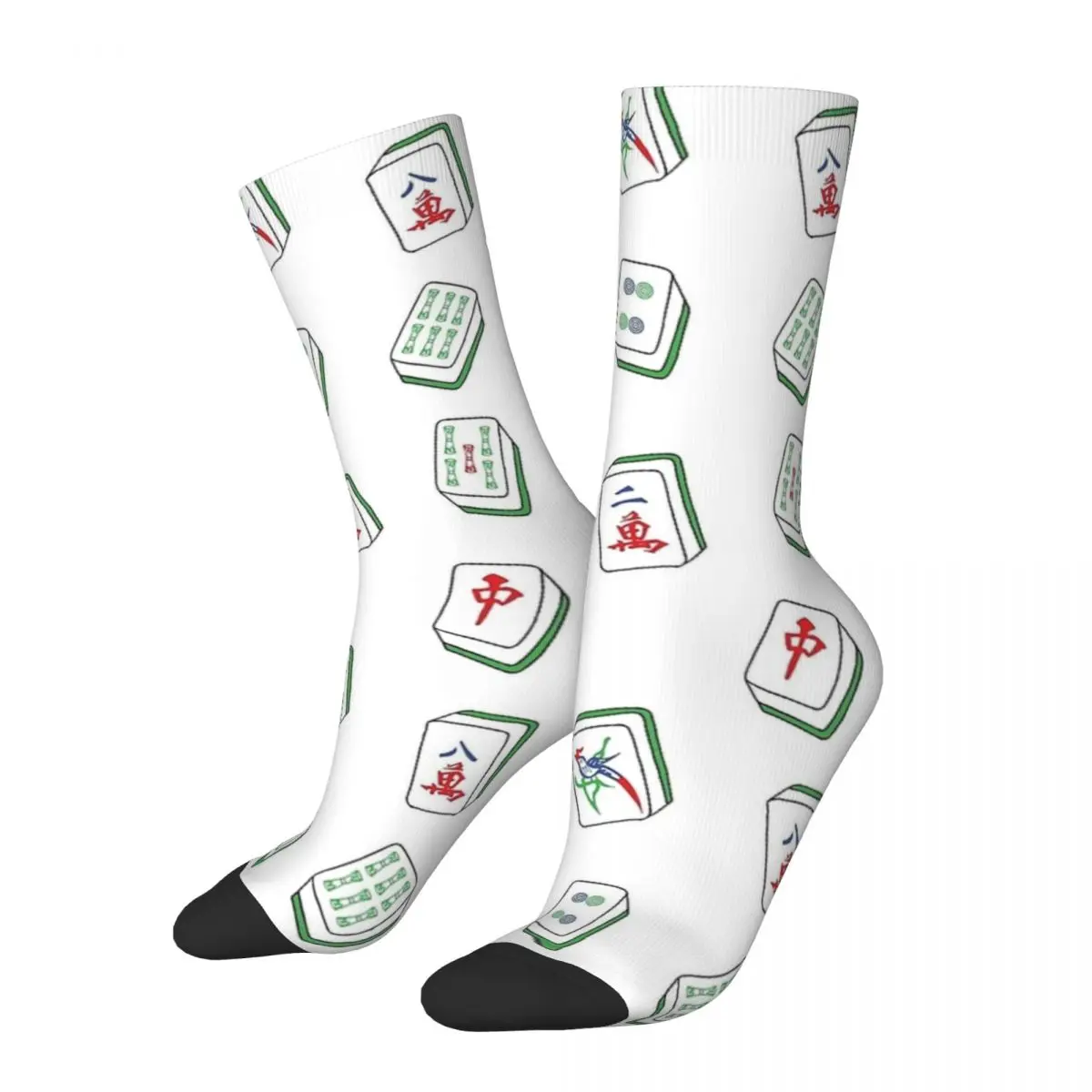 Hip-hop Mahjong Tiles Basketball Socks Mah Jong Polyester Middle Tube Socks for Women Men Sweat Absorbing