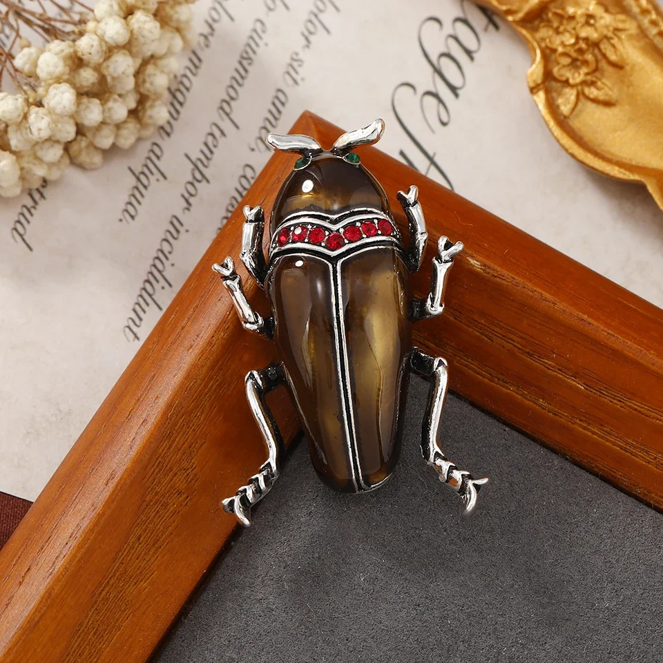 Muylinda Unique Beetle Enamel Pin Vintage Insects Brooches And Pins Rhinestone Brooch Clothing Jewelry For Women Broach