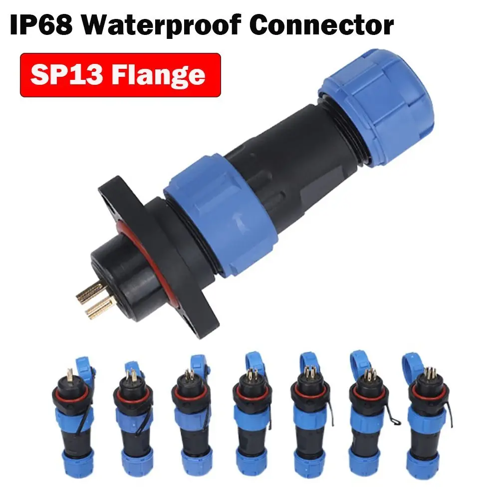 Electrical Accessories SP13 Waterproof Connector Flange Style IP68 Waterproof Cable Connectors Male Female Plug Cable