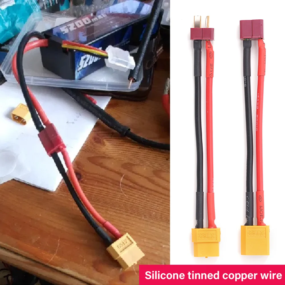 14AWG 10CM XT60 to T-Plug Male Female Adapter Connector Cable silicone tinned copper wire for RC batteries toy cars Drones