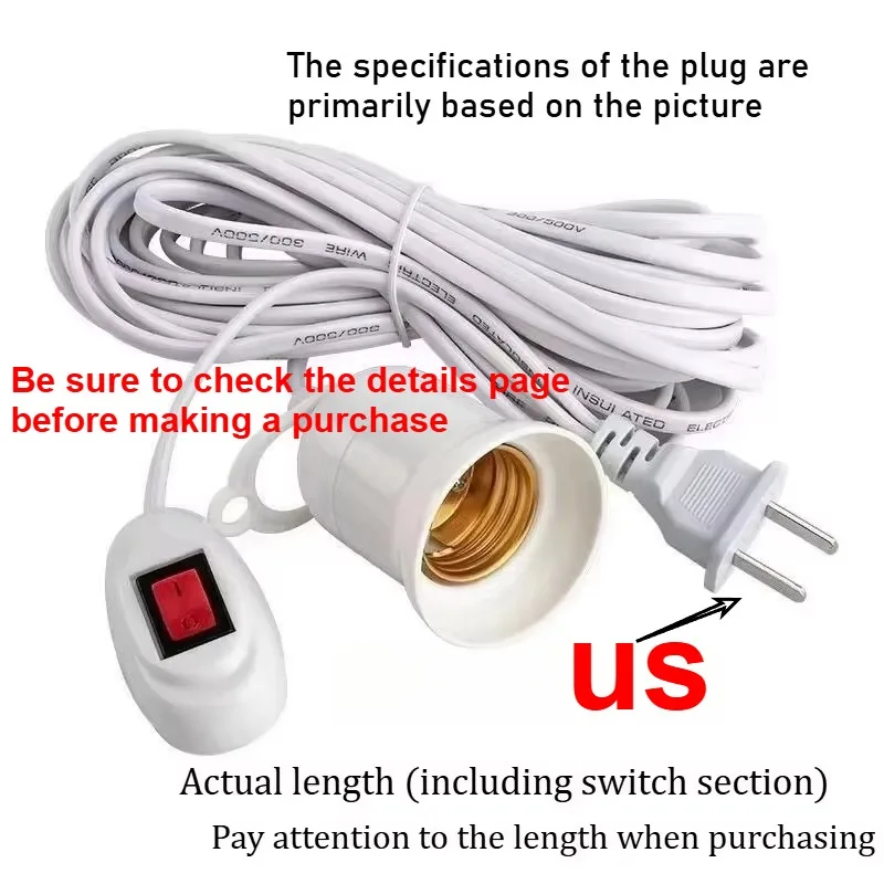 Bases de Lámparas Universales con Interruptor, Adaptador de Portalámparas LED E27, Accesorios para Soporte de Lámpara de Rosca, Herramientas, Dos Enchufes, Suspensión