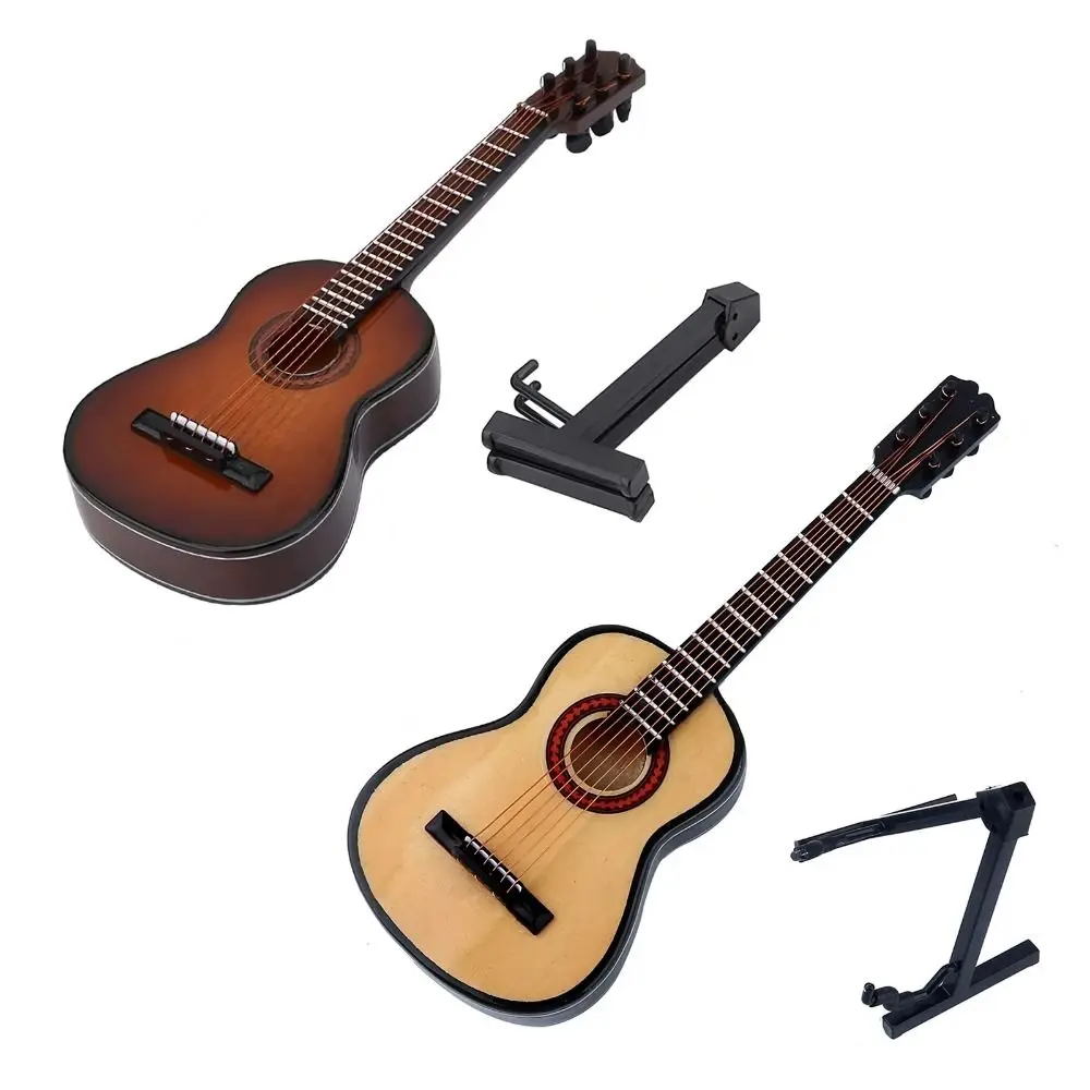 

Decorative Wooden Miniature Guitar Mini Scale Model Pocket Guitar Handmade Tiny Guitar Gift