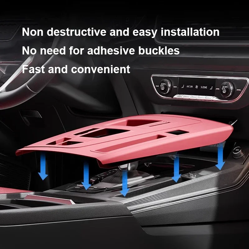 For Audi Q5 FY 2018-2024 Silicone Central Control Gear Shift Panel Water Cup Armrest Storage Box Protective Pad Interior Decora