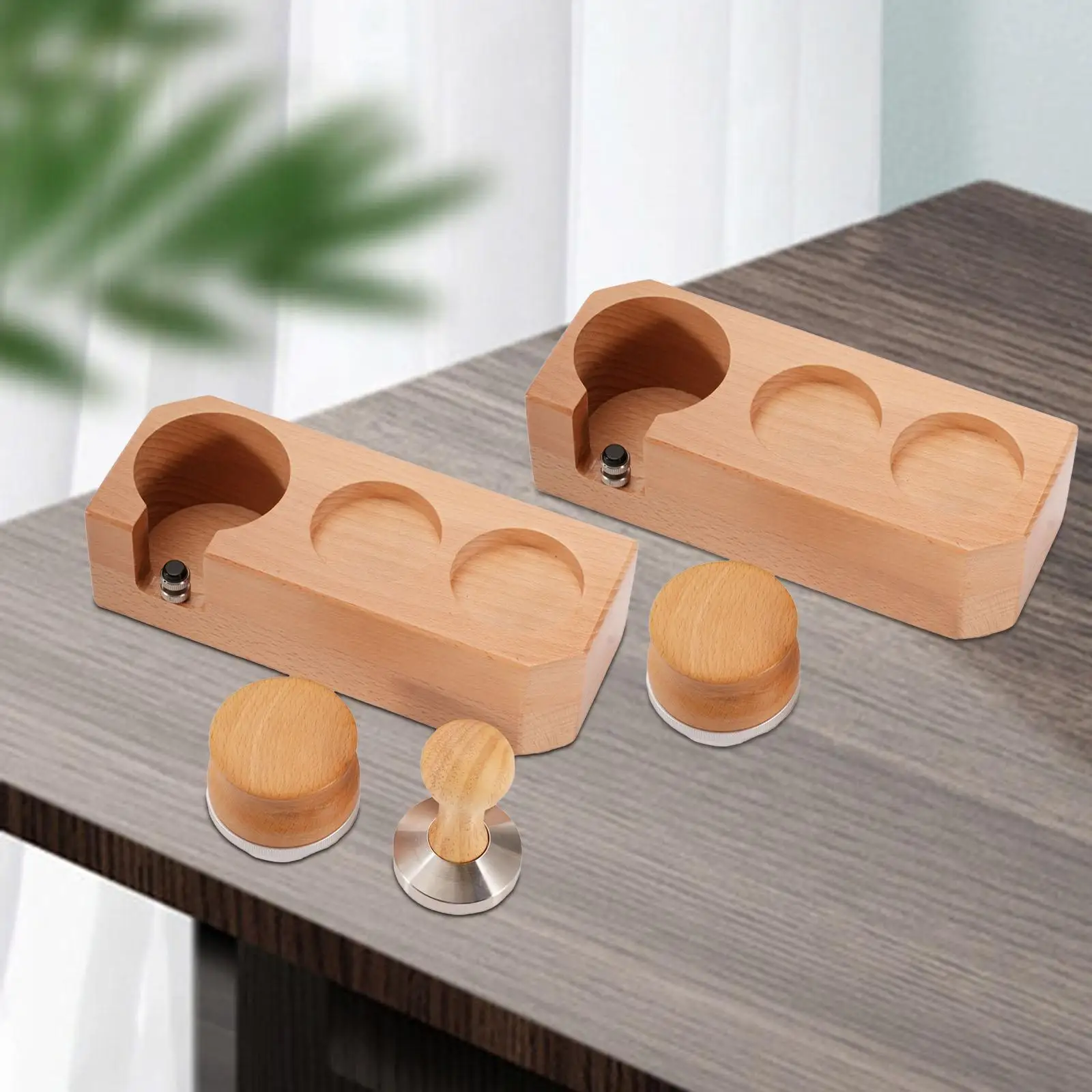 

Wooden Coffee Tamper Station for Countertop Espresso Machine Accessory Cafe