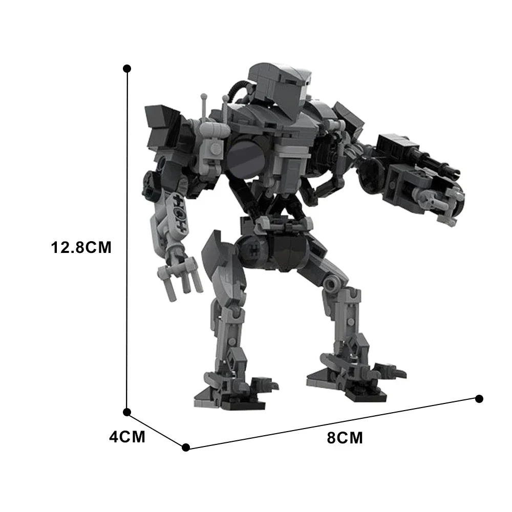 MOC Mecha Police RoboCoped 1980. Caine the evil cyborg Endbossed Набор строительных блоков Персонажи фильмов Механический кирпич Детские игрушки