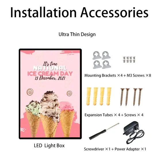 Custom Weatherproof Outdoor LED DisplayHigh Transparent Tempered Glass Picture Frame Aluminum Profile Backlight Display