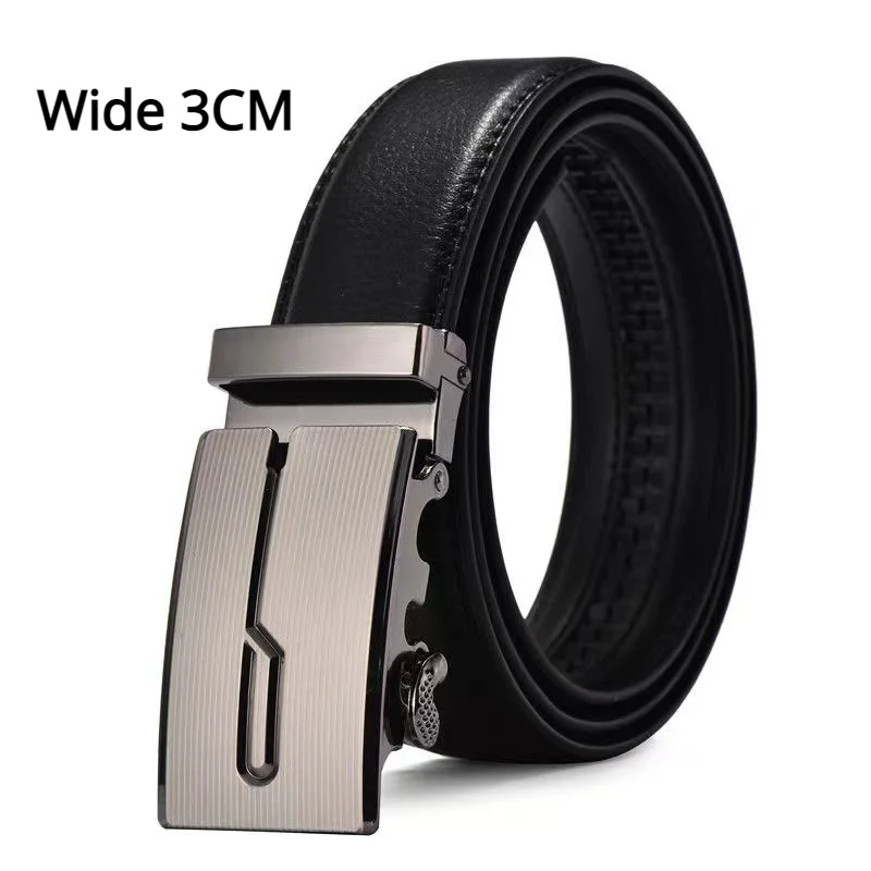 

3.0cm New Men's Leather Belt Alloy Automatic Buckle Business Leisure Youth Middle-aged and Elderly Belt Designer Belt for Men