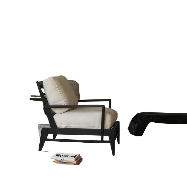 

Solid wood sofa chair, balcony, lazy lounge chair, Japanese-style wabi-sabi wind, homestay single leisure chair
