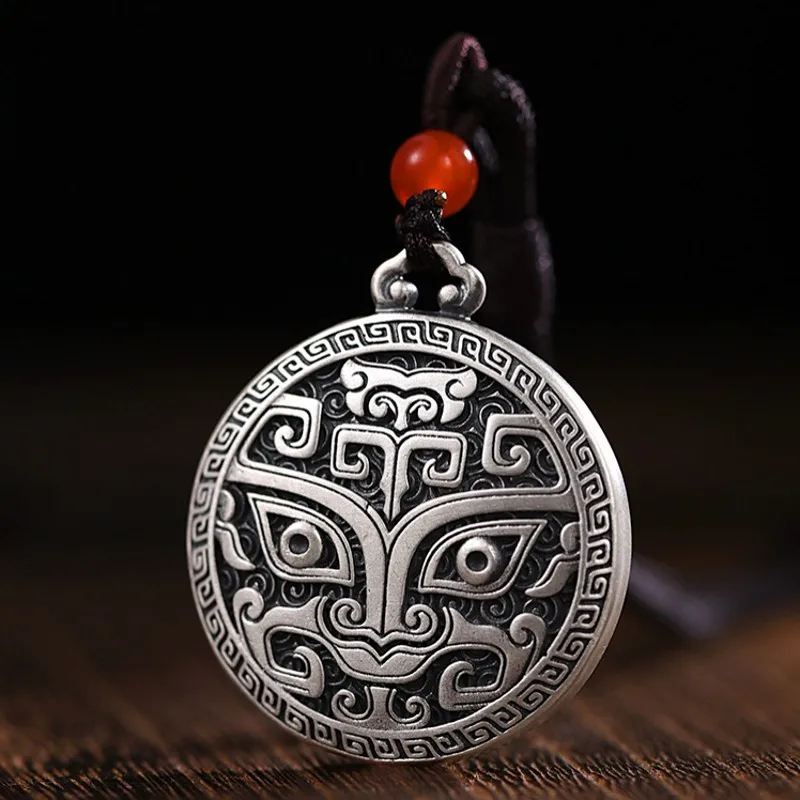 BOCAI S999 Silver Pendant for Men Gluttonous Animal Face Domineering Retro Pixiu Personalized Design Fashion Jewelry Trend Gift