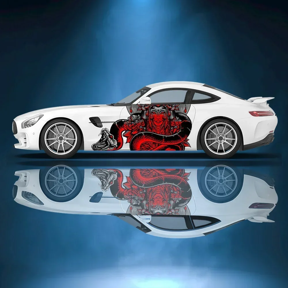 Gothic Terror Woman Print Car Side Sticker Decoration Protection, Waterproof Self-adhesive Decal Auto Accessories Wrap Cover