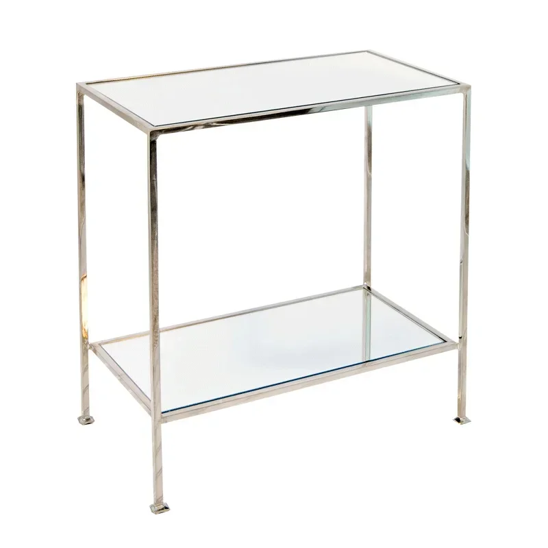 Modern simple double-layer stainless steel coffee table soft decoration