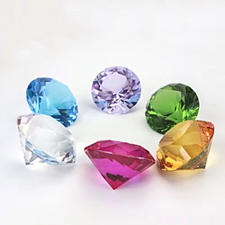 80mm Colors Cut Glass Giant Crystal Diamond Shaped Paperweight Decor Gemstone Diy Jewelry Craft Wedding Christmas Ornament Gifts