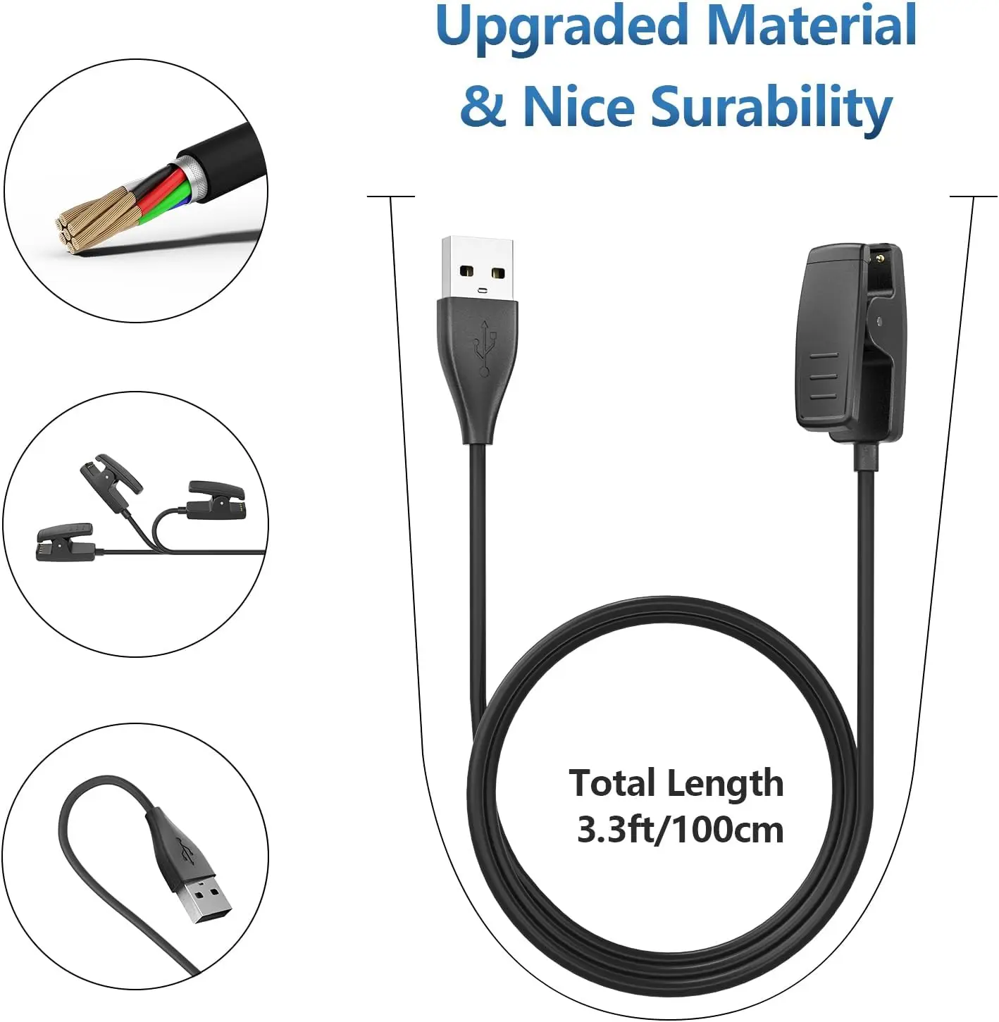 Cable cargador de USB-A tipo C para reloj inteligente Garmin Forerunner 35, soporte de carga, Clip de repuesto, accesorios adaptadores de Cable de reloj