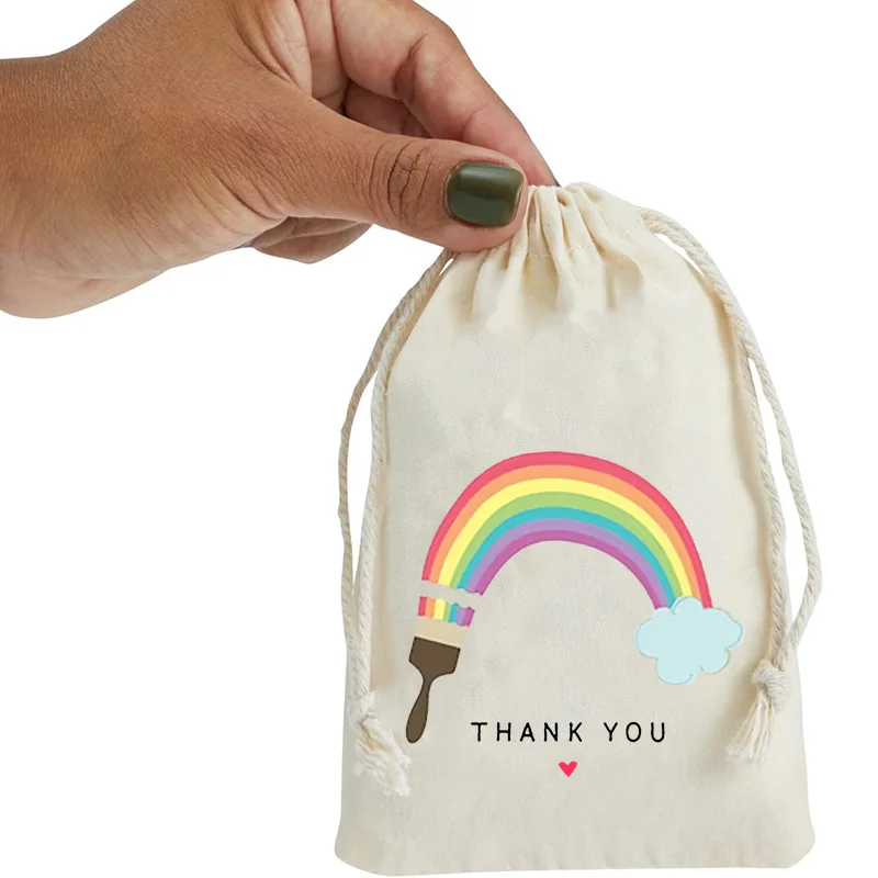 

5pcs thank you gift bags Unicorn Mermaid rainbow Theme kid girl 1st 2nd 3rd birthday Party baby shower table decoration favor