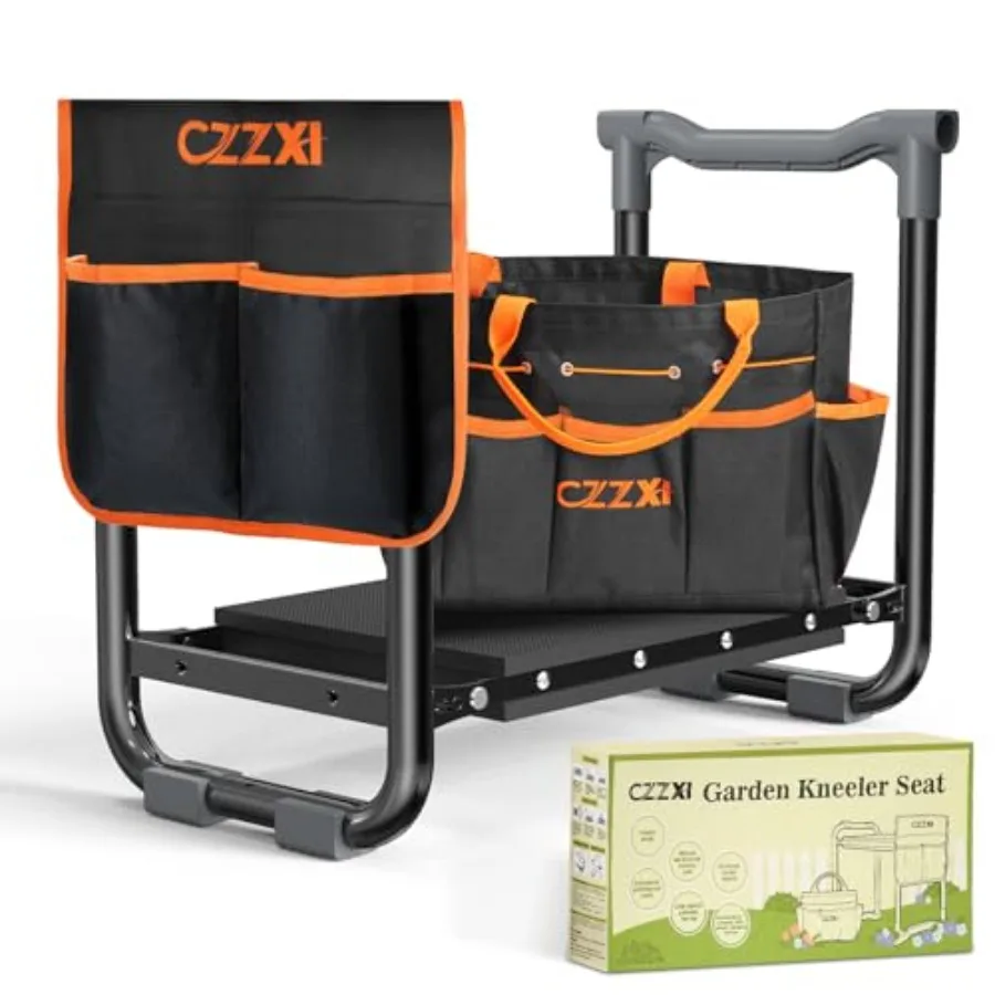 

Wider and Thicker Kneeling Pad Heavy Duty Gardening Stool with Tool Pouch and Bag in Green for Women and Seniors Durable Garden