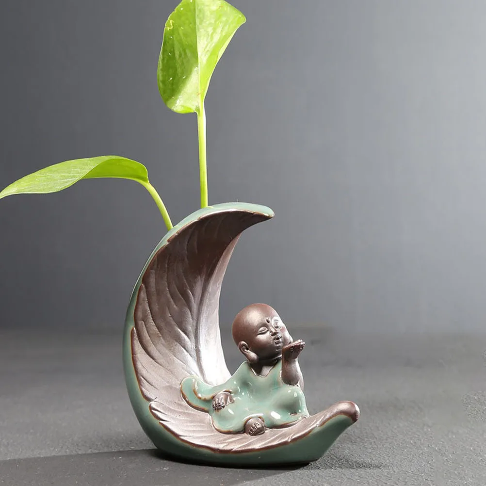 1Pcs Zen Monk Ceramic Vase Matte Texture Desktop Flower Pot Home Decor Artistic Floral Arrangement Holder Ceramic Vase