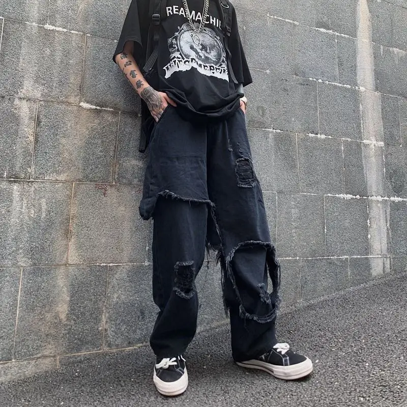 Ripped Jeans Y2k Streetwear Pants Men Trousers Slim Harajuku Man Hip Hop Men's Fashion Baggy Grunge Trendyol Stacked Clothing