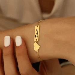 Customized Name Heart Bracelet Personalized Stainless Steel Letter Bracelet Birthday Gift