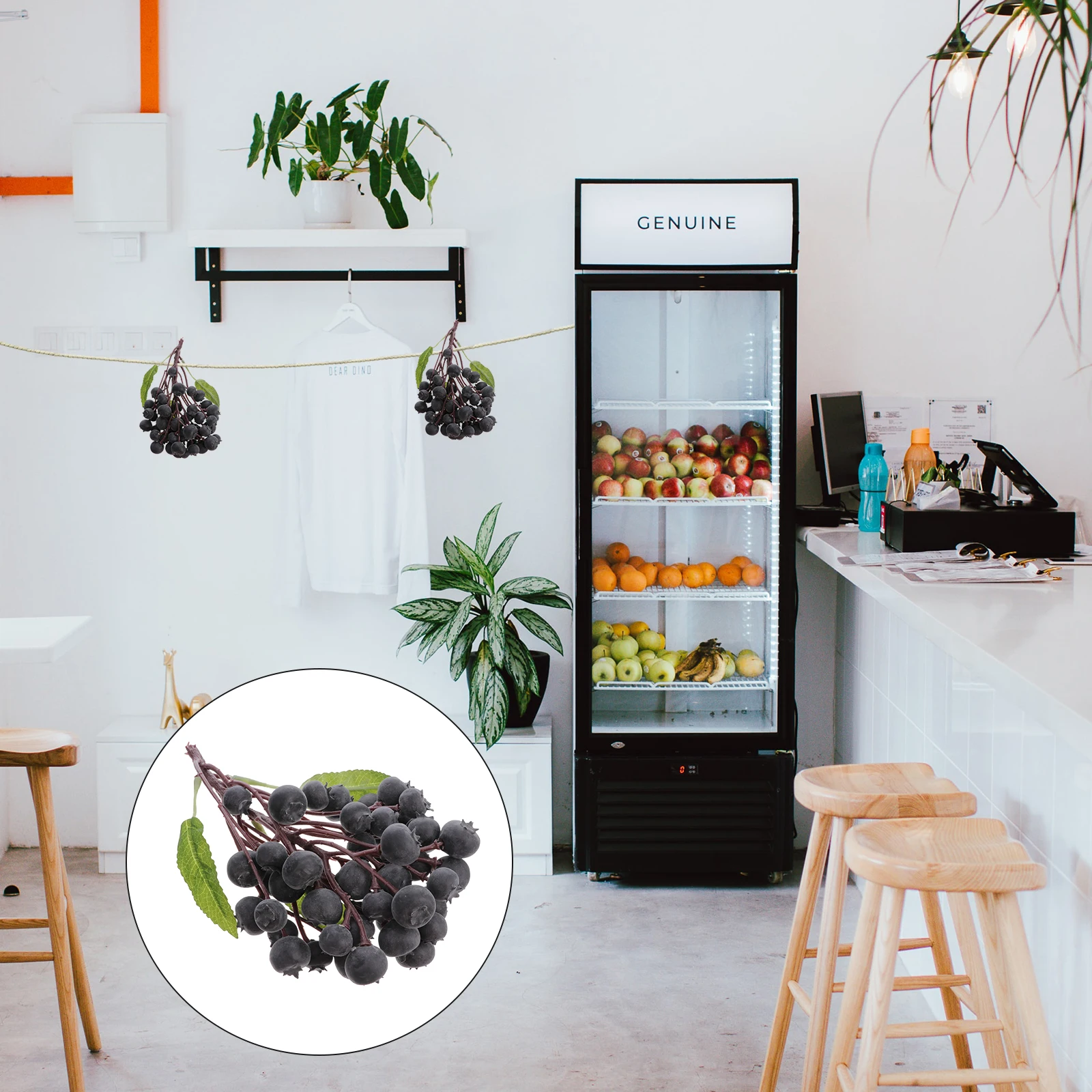 

Artificial Blueberries Faux Fake Bright Green Leaf Berries For Home Decor Wreath Wine Decoration Party Props Simulation