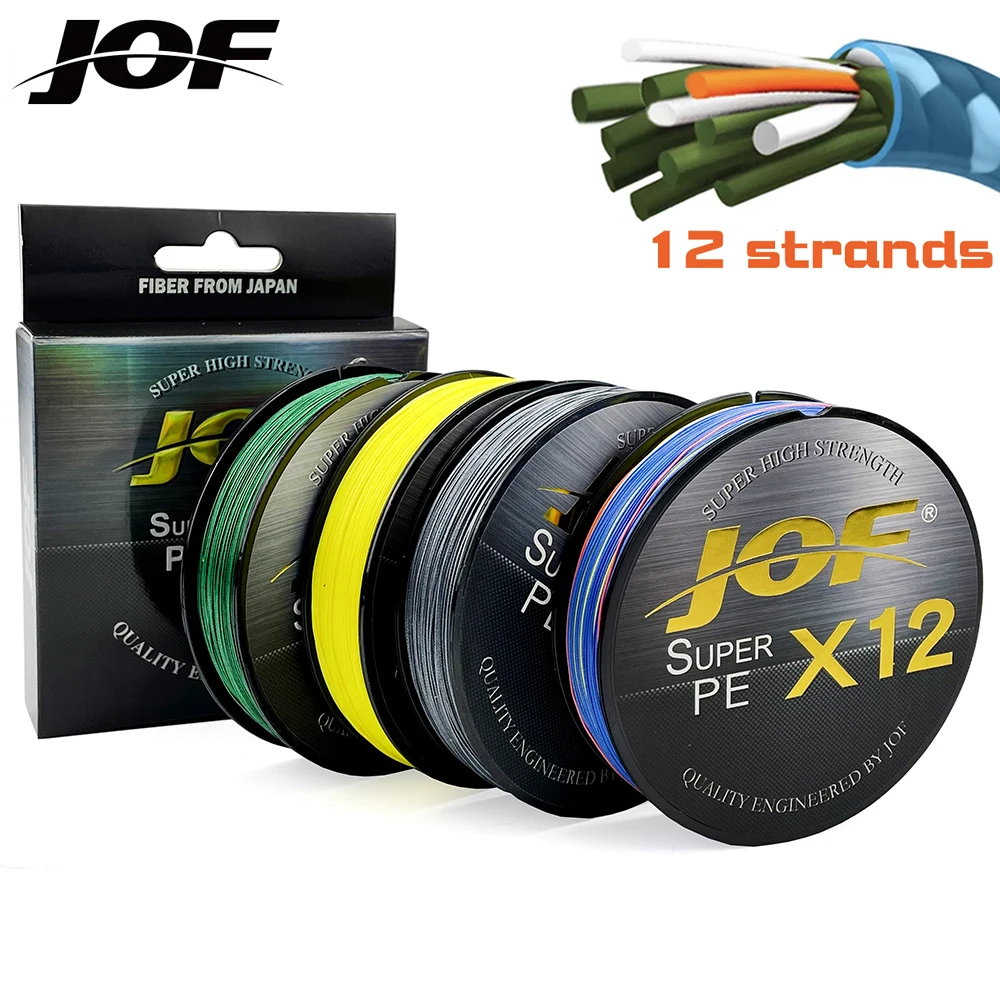 JOF  X12 Lure Line Braided Fishing Line Pesca Carp Multifilament Fly Wire PE Line Saltwater 12 Strands 100M 300M 25-92kg