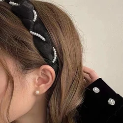 Pearl Headband New Organza Hair Bands Cross Braided Headbands for Women Girls Fashion Lace Hair Hoop Hair Accessories Headwear